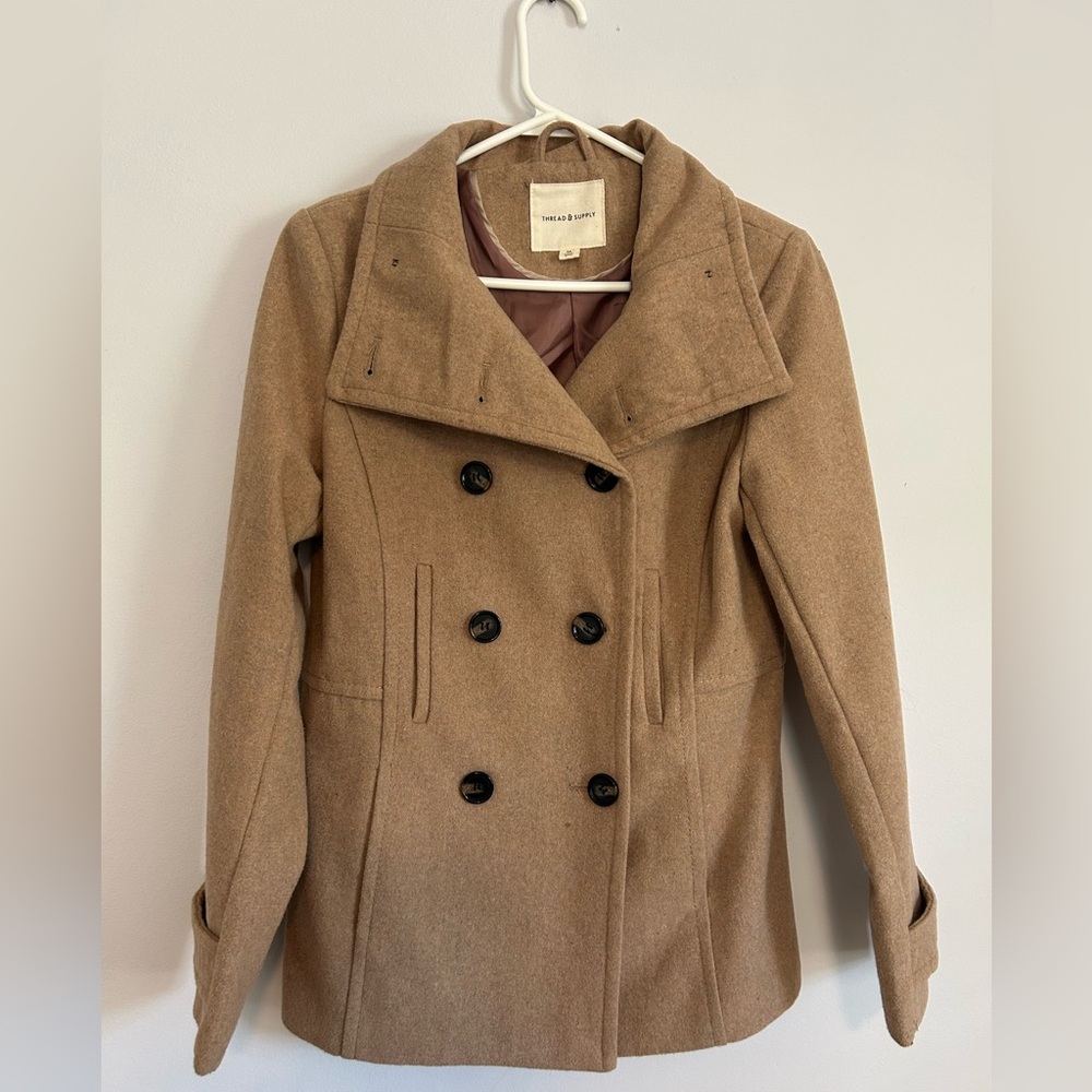 Thread & Supply Tan Pea Coat